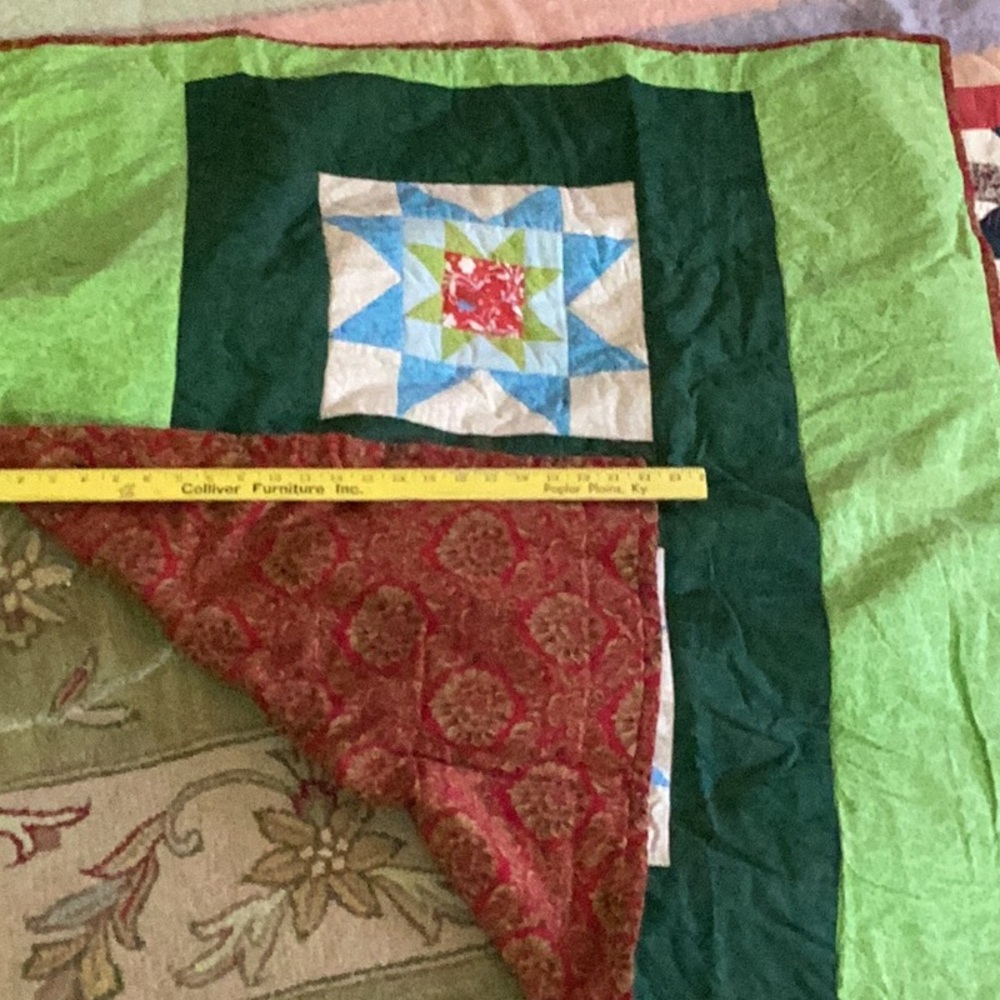 LAP QUILT or PATCHWORK Wall Hanging Forest Green OOAK  🪶   HAND MADE - Picture 3 of 13